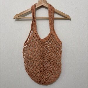 H&M Woven Straw-like Shopper Tote Bag in Peach (no label)
